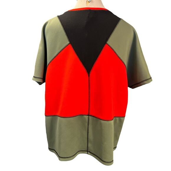 Anne Klein Colorblock Neoprene Tunic Top Sz L Unique Minimalist Statement Funky - Picture 4 of 9